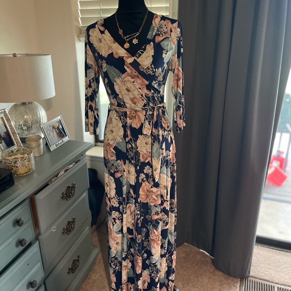 Pinkblush Navy Floral Long Sleeve Dress